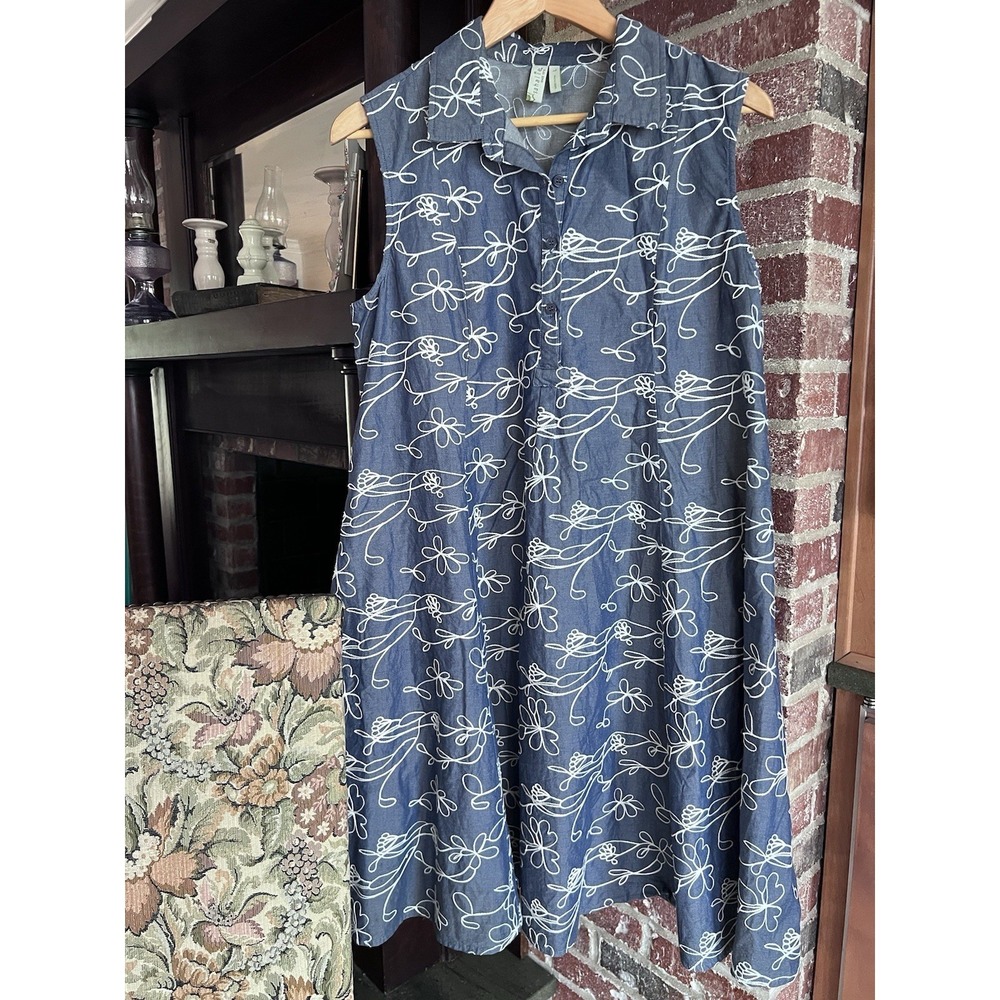 Sahalie Denim Dress Size L 100% Cotton